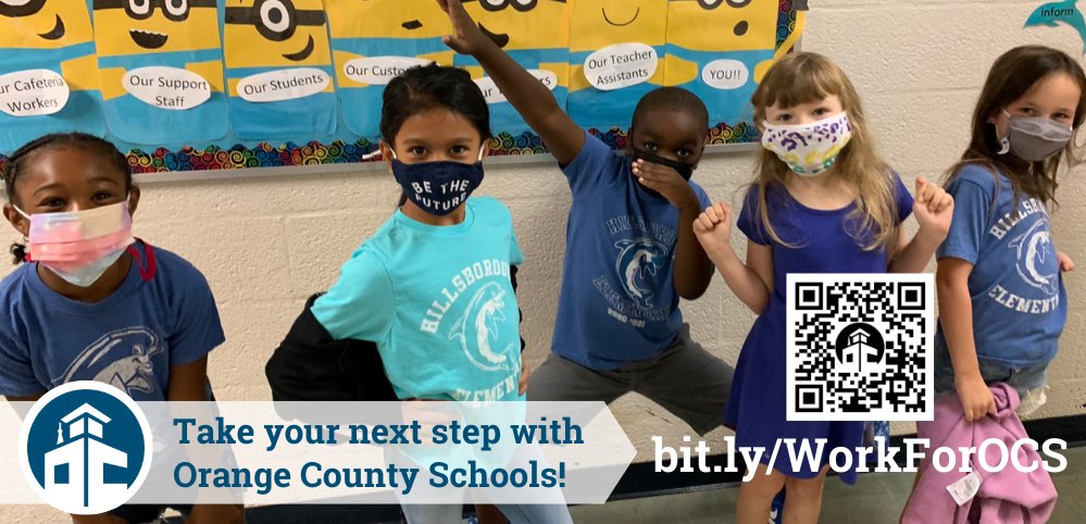 Take your next step with <a href="/OrangeCoSchools/">OrangeCountySchools</a>!

#BeTheFuture &amp; make your mark helping every student reach their maximum potential. Bonuses for Math, ELA, EC, School Nurse, and Bilingual Receptionist roles.

Apply bit.ly/WorkForOCS Click &amp; share⤵️
Careers orangecountyfirst.com/careers