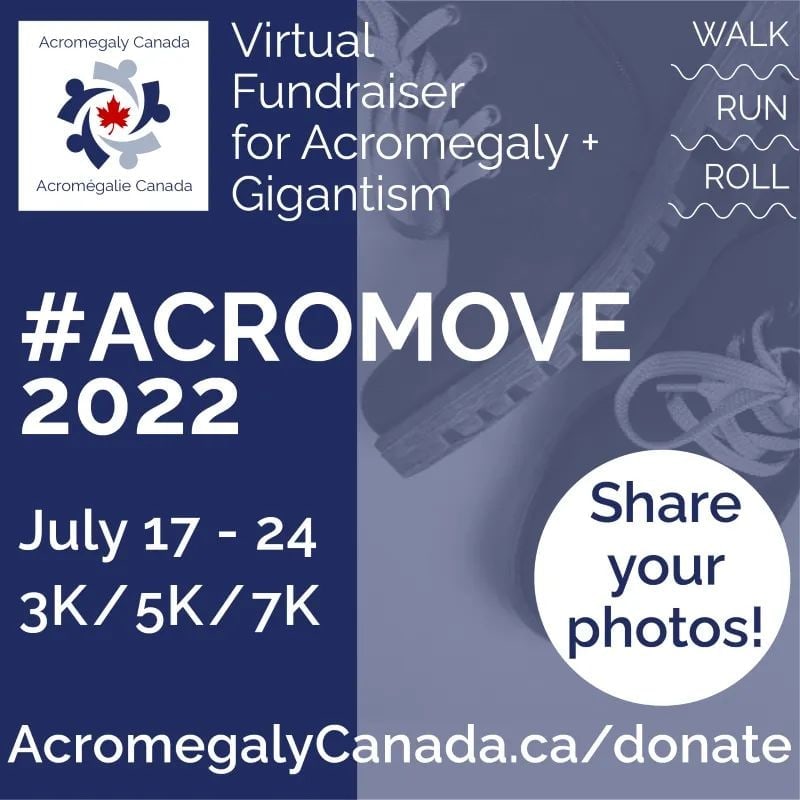 AcromegalyCAN's tweet photo. 🏃‍♀️🚴‍♂️👨‍🦽🏊 It's the final two days of our #ACROMOVE2022 cross-Canada fundraiser. Many thanks to all participants! We'd love to see your photos of your activities and medals-- feel free to tag us and use #ACROMOVE. 

If you'd like to donate, please visit https://t.co/nqE48ZpnRP. https://t.co/UYuqbjbOoe