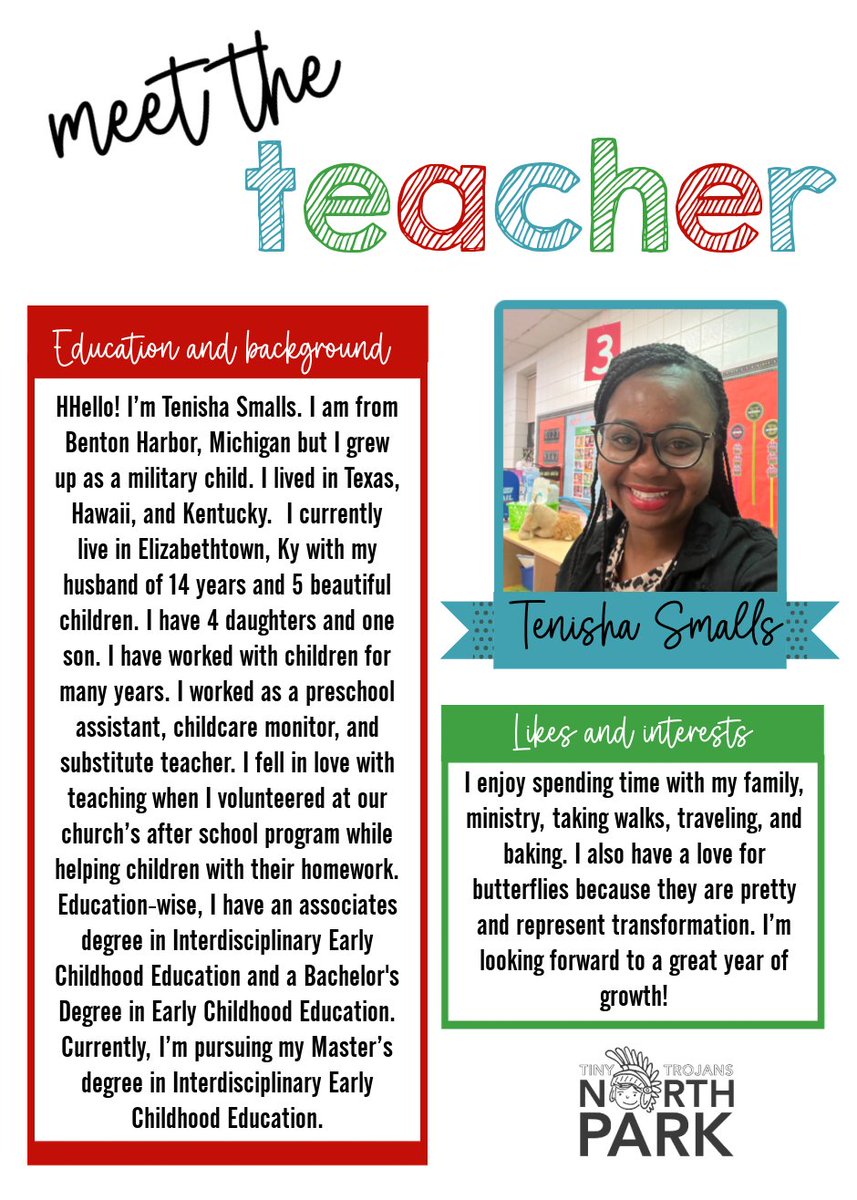 NorthParkKids's tweet photo. North Park is pleased to announce that Tenisha Smalls will be serving as a kindergarten teacher for the 2022-23 school year! #HCSStrongerTogether https://t.co/Uo20GPE5o5
