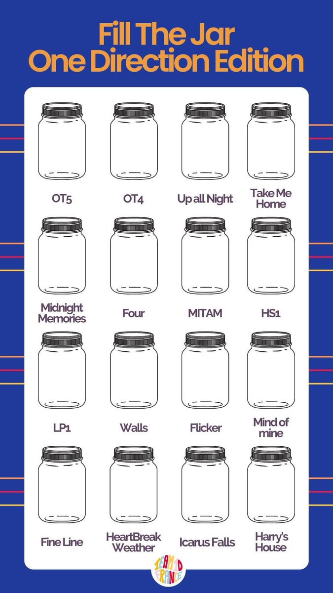 Team1DFrance's tweet image. Troisième jeu, fill the jar ! 

Le principe est de colorier selon comment vous aimez ce qui est proposé (si vous adorez vous colorier le pot en entier, vous aimez moyen c’est colorié à la moitié, etc…) 

#12yearsofonedirection #12YearsOf1D