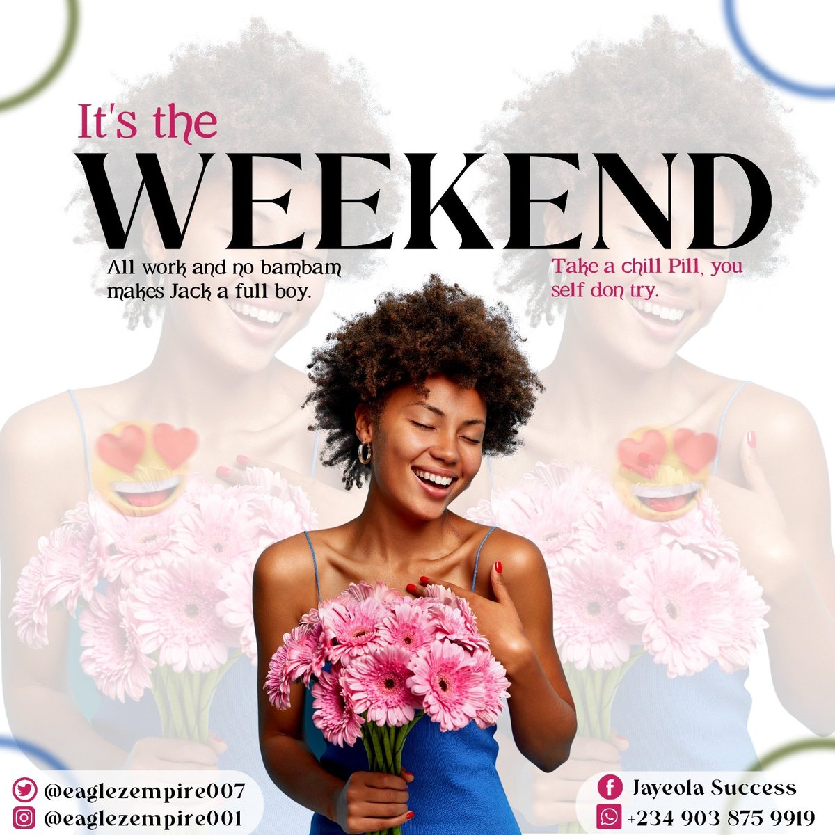 EaglezEmpire007's tweet image. Enjoy yah weekend... You self don try✌️💯

#Day7
#21DaysFlyerDesignChallenge
#WeekendDesign
#SmartphoneDesign 
#DesignAdventure
