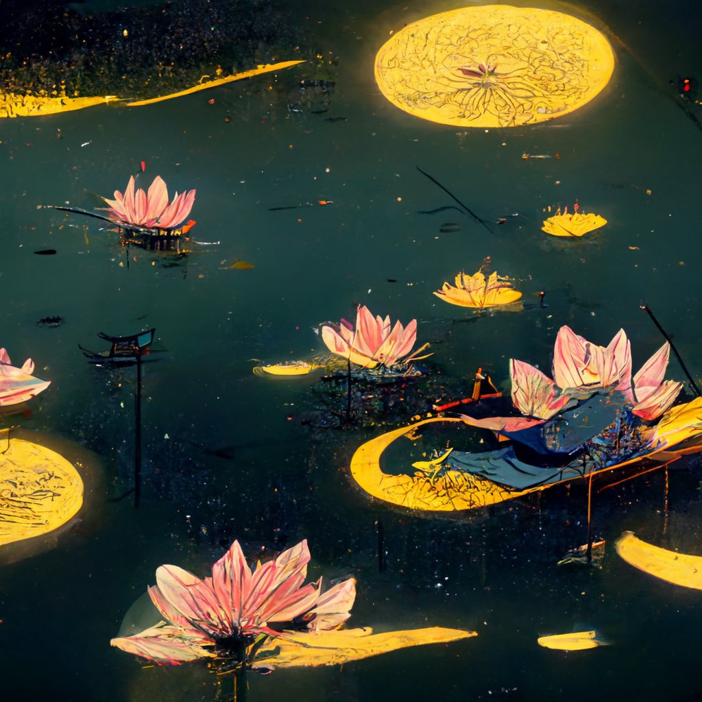 CodeAndDot's tweet image. Dreamy palace &amp;amp; water lilies #AiArtwork #aiart #aigenerated #discodiffusion #midjourney #NFTartist
