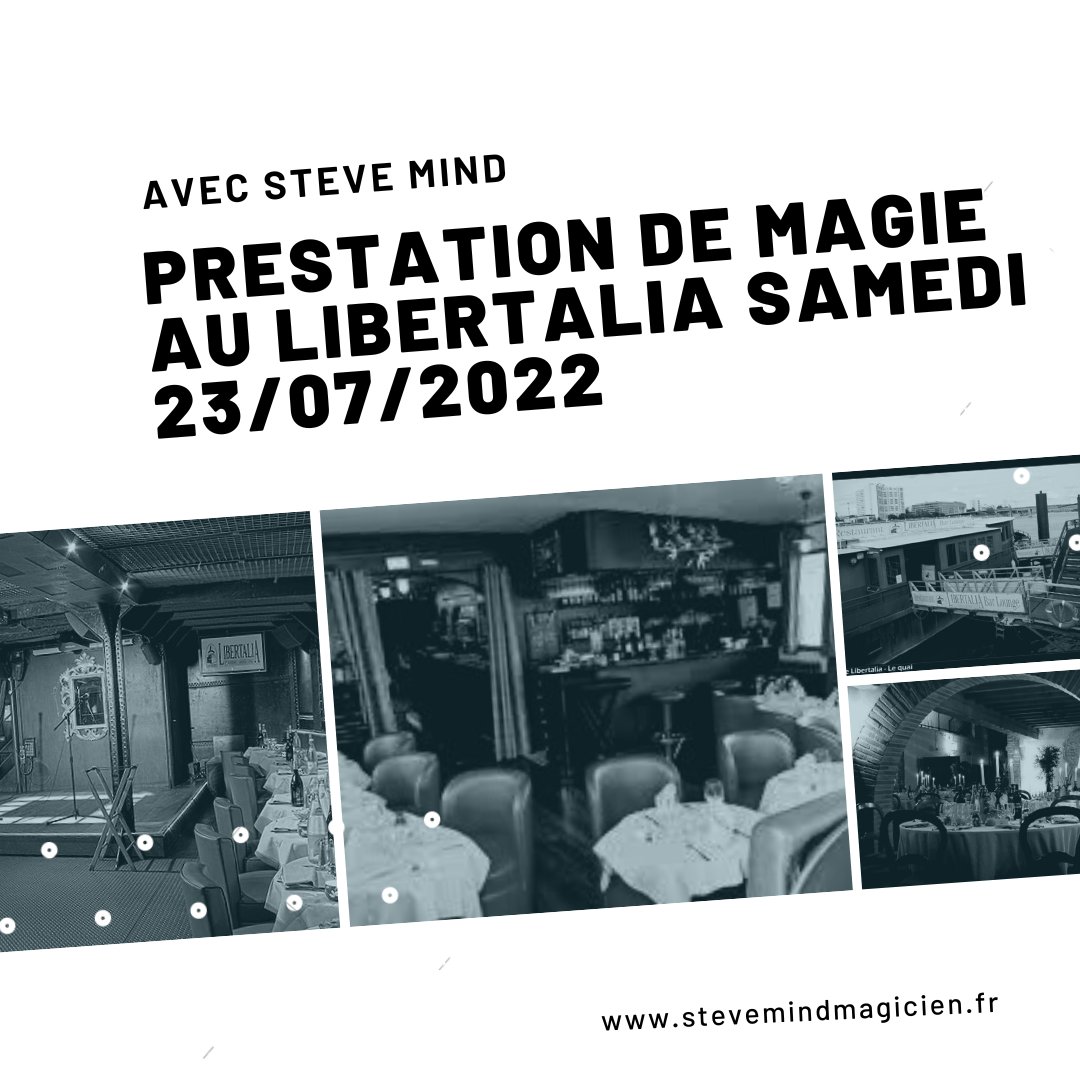 artiste_magie's tweet photo. Magie au restaurant le libertalia le 23/07/2022 à partir de 20h
https://t.co/wyYfUIUwR5
#magicienrestaurant #animationrestaurant #soireemagie #magicienparis #mentalisteparis #restaurantiledefrance https://t.co/mCLKCCS5uD