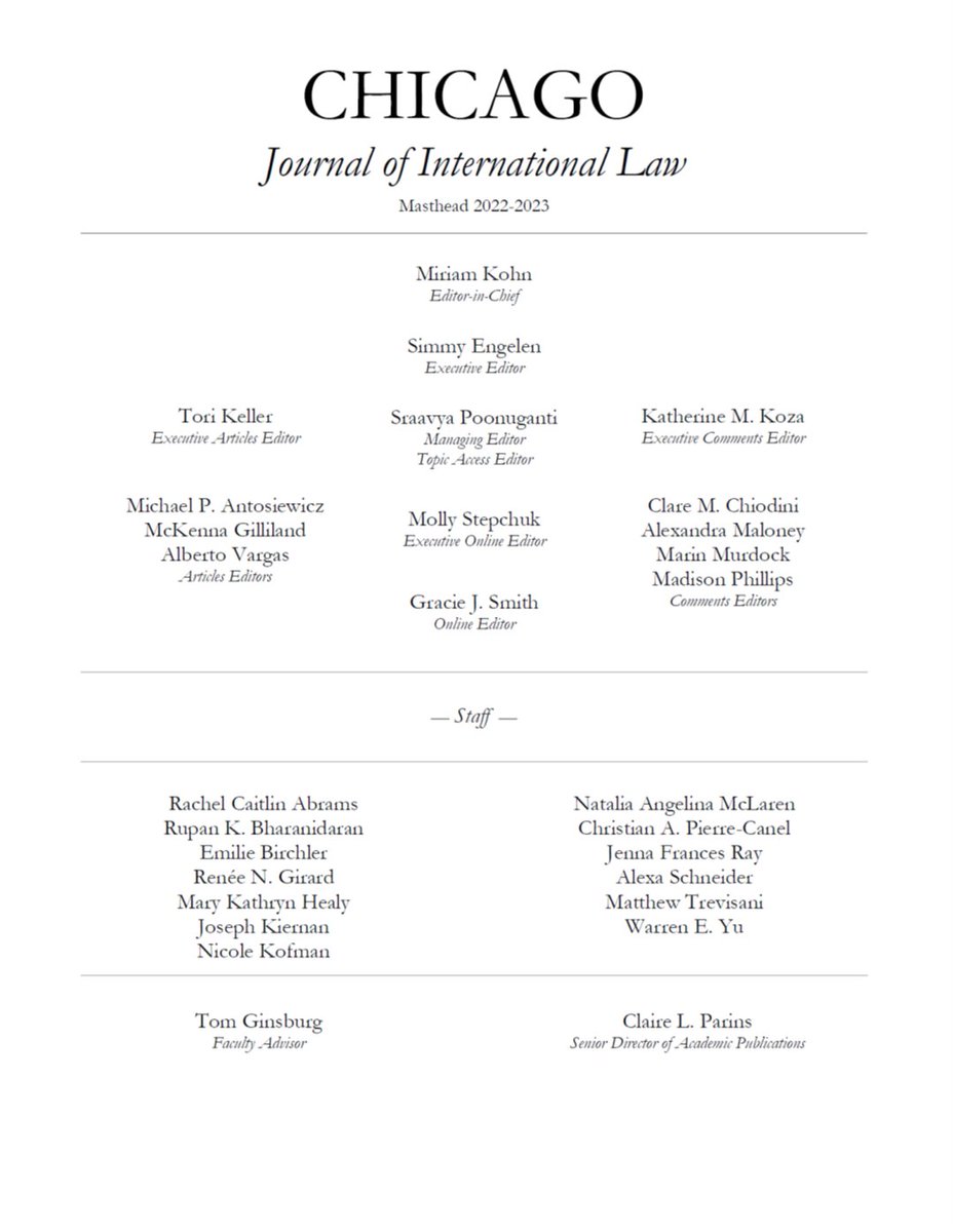 The Chicago Journal of International Law (@chijintll) on Twitter photo Congratulations and welcome to the newest members of Chicago Journal of International Law! #cjil #uchicago #internationallaw Congratulations and welcome to the newest members of Chicago Journal of International Law! #cjil #uchicago #internationallaw