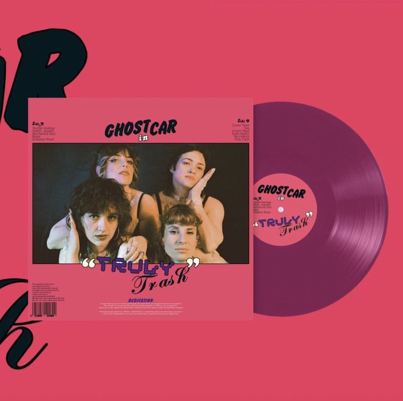 We been working with our talented friend #raissapardini on our album design, and couldn’t be happier with it! Thanks you bb, you’ve supported us since we met, and yes, it’s #pinkvinyl link in bio for pre orders! 💜💖 #trulytrash #ghostcardebutalbum