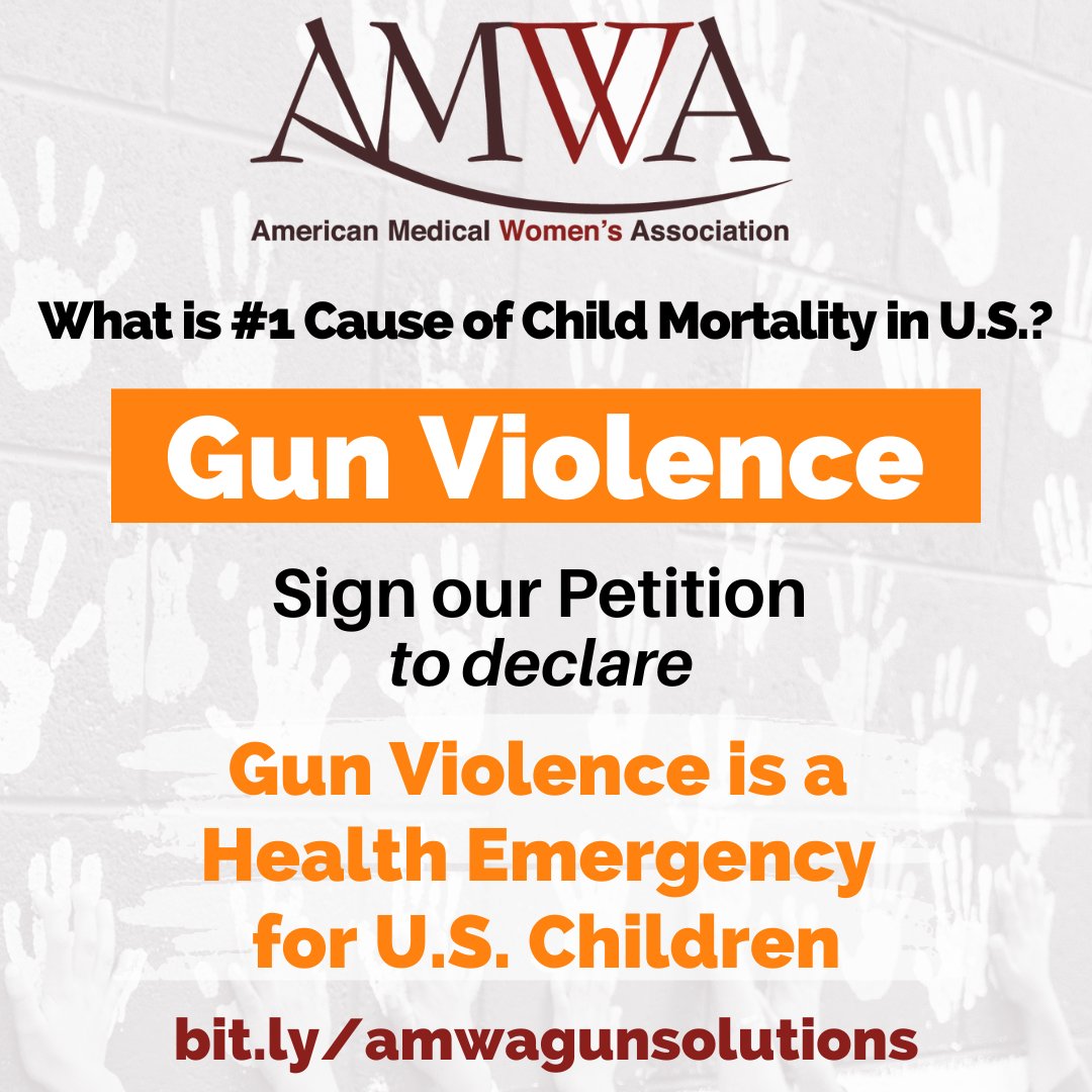 Health &amp; Public Health Practitioners are invited to join AMWA in asking HHS &amp; CDC to declare #GunViolence a Health Emergency for U.S. Children. Learn about AMWA #GunViolenceSolutions Group &amp; find AMWA petition here: bit.ly/amwagunsolutio…

#HealthEquity #KidsHealth #MedTwitter