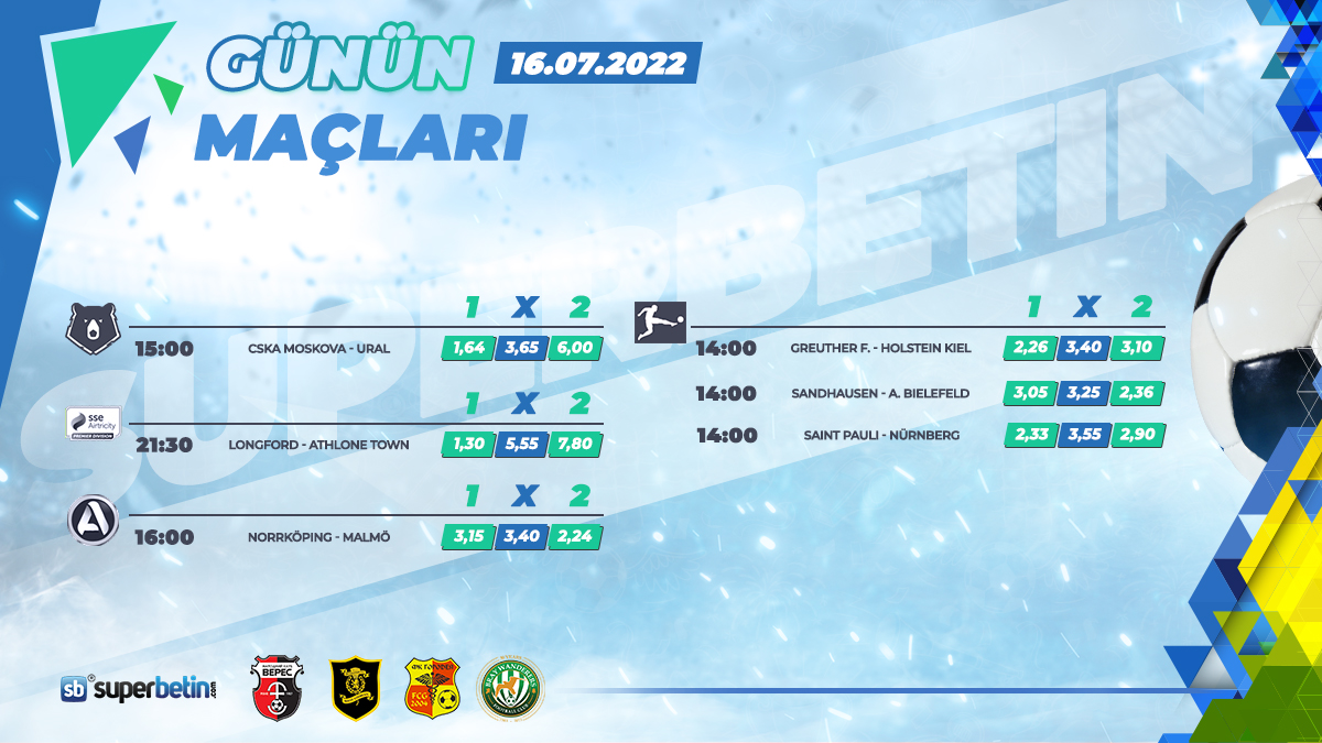 16 Temmuz #Cumartesi 2022 Günün Maçları; 

#Superbetin ’de kazanmaya hazır olun. ⚽️ 

Kazancın Adresi Superbetin.💰

Superbetin Güncel Giriş: 👉  linktr.ee/superbetiin