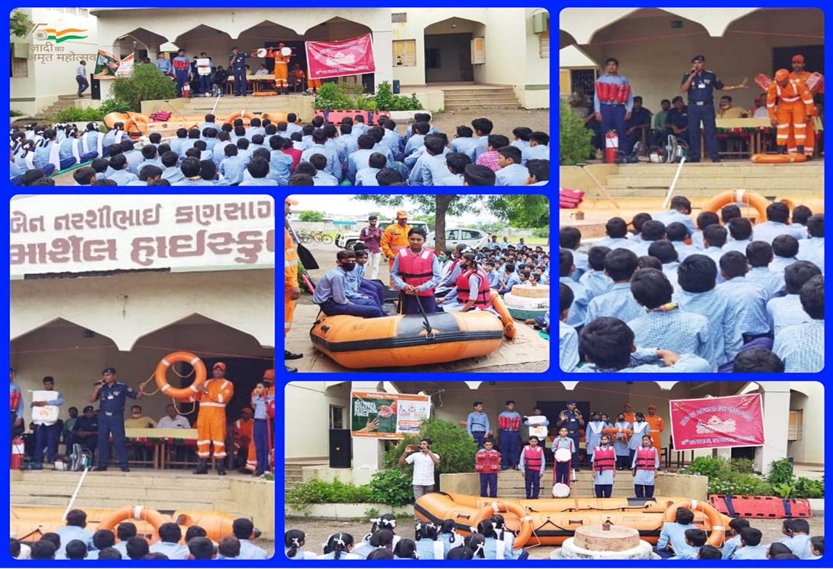 06NDRF's tweet photo. #23/07/2022 #Team6NDRF
#CommunityAwarenessProgramme
💎Conducted at Field Marshal High School, Veraval, 
Dist.-Rajkot #Gujarat
🇮🇳आपदा सेवा सदैव सर्वत्र🇮🇳
@NDRFHQ
@CollectorRjt
@EduMinOfGujarat
@PIBAhmedabad
@ANI
@PTI_News
#NDRF4U https://t.co/mWlqQL3bRr