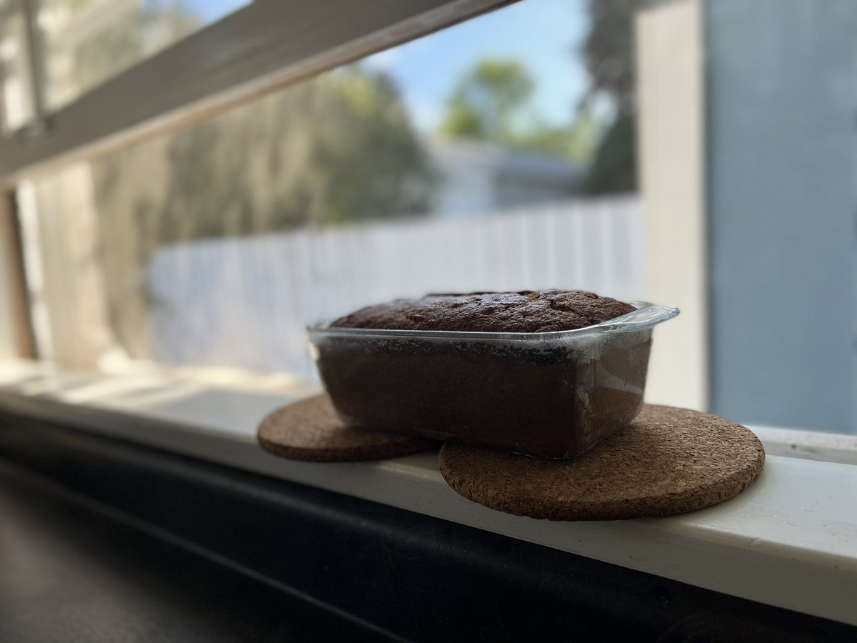 Made fresh baked banana chocolate chip bread this morning from my trusty <a href="/4HCanada/">4-H Canada 🍀🇨🇦</a> cookbook.

Enjoying it on the deck with some delicious #Saskatchewan made <a href="/Rampagecoffee/">Rampage Coffee Co.</a>