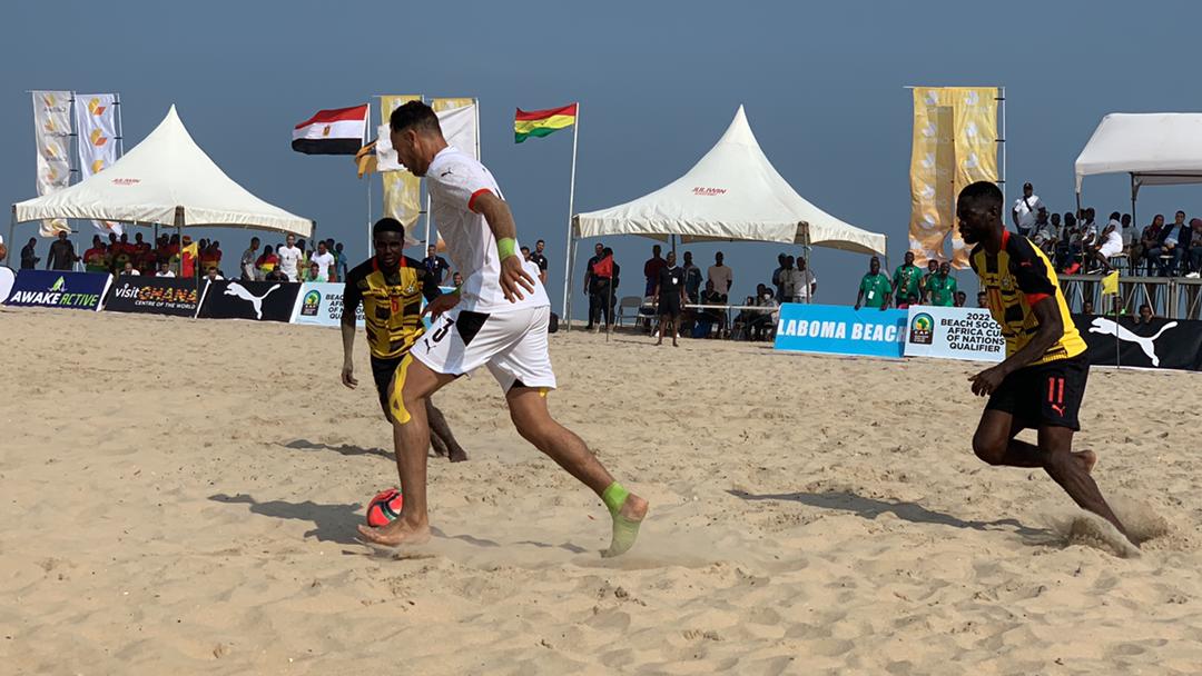 beachsoccerGHA's tweet photo. GOAL UPDATE 🇬🇭💪🏿
AT FULL-TIME 

🇬🇭 Ghana 6-5 Egypt 🇪🇬 

📺 | Live on Max TV &amp; Adepa TV (Startimes) 

at the Laboma Beach Resort 🏖️

#BlackSharks | #BSAFCON2022Q | #BeachSoccer #BringBackTheLove https://t.co/OCTgvXUwb2