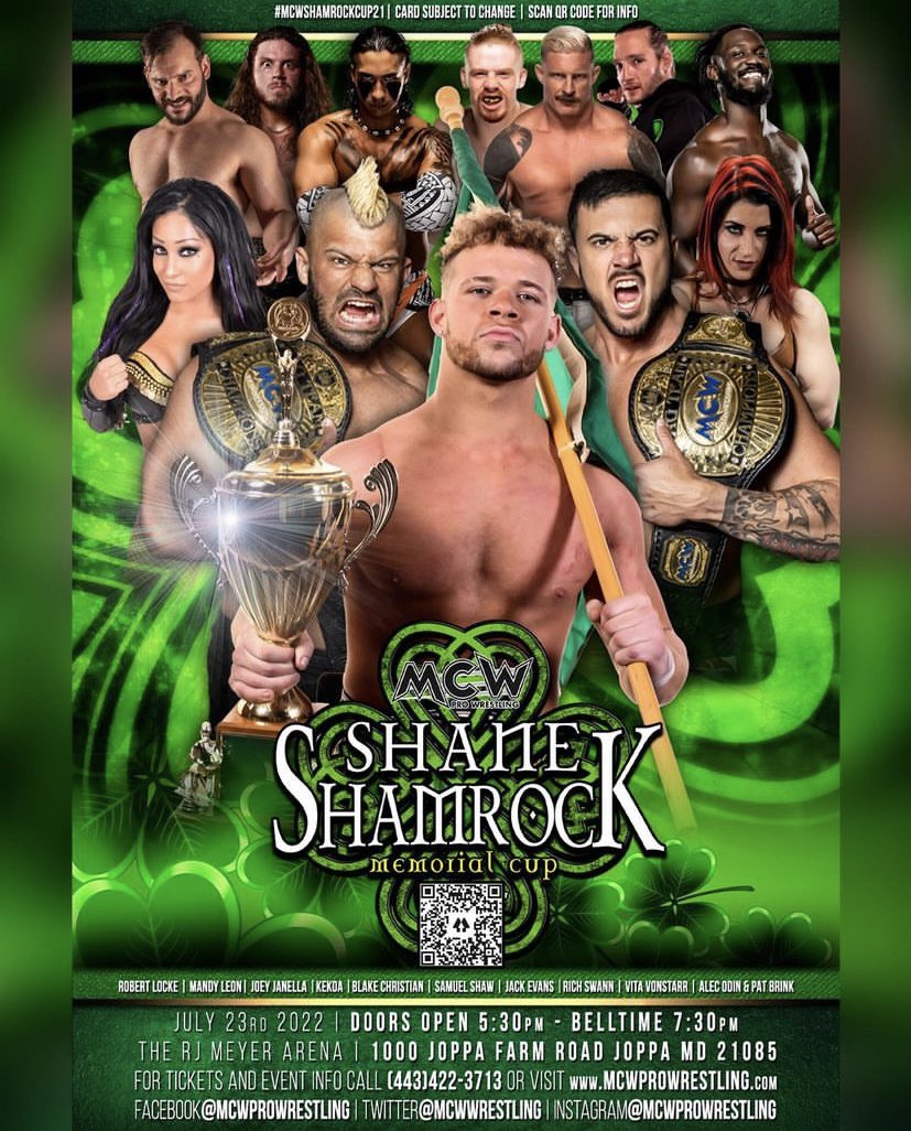 TONIGHT‼️🔥 21st Annual #ShaneShamrockMemorialCup PUMPED for this one!!! See you soon Joppa, Maryland 😎 #LightsCameraACTION #TheSightToSee @MCWWrestling