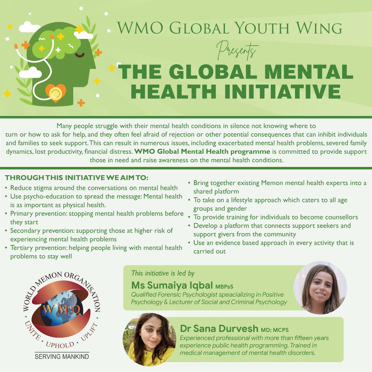wmoworld's tweet photo. WMO Global Youth Wing presents the Global Mental Health Initiative. Stay tuned for more information!
#DilSeMemon https://t.co/6wrD2BBJVI