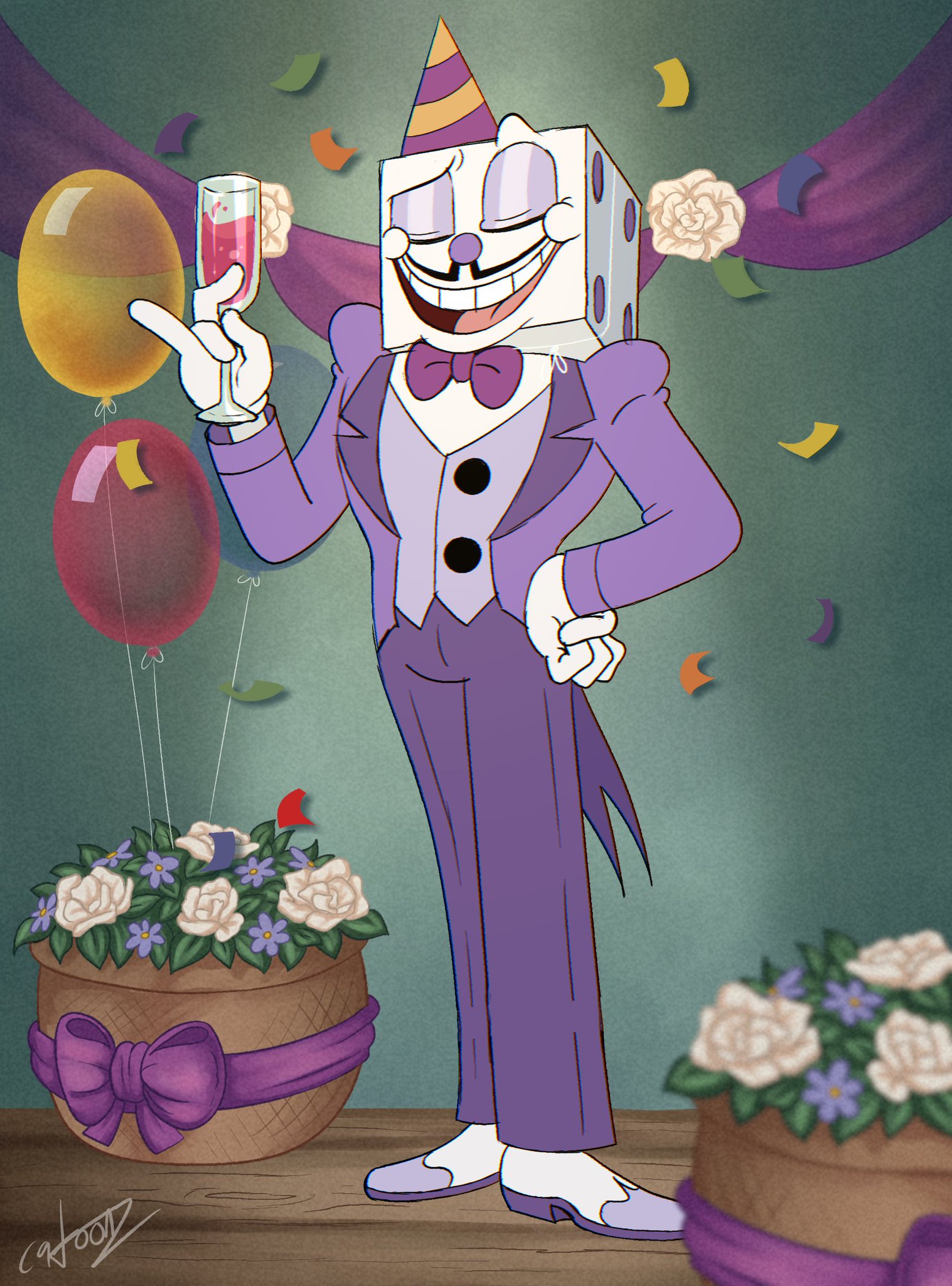 ⛧ catoonz ⛧ 🐺🌧️ on X: And now make room for the sleazy manager, the greatest host in the land, the royal highness, the one and only King Dice 🎲💜 Happy (late)