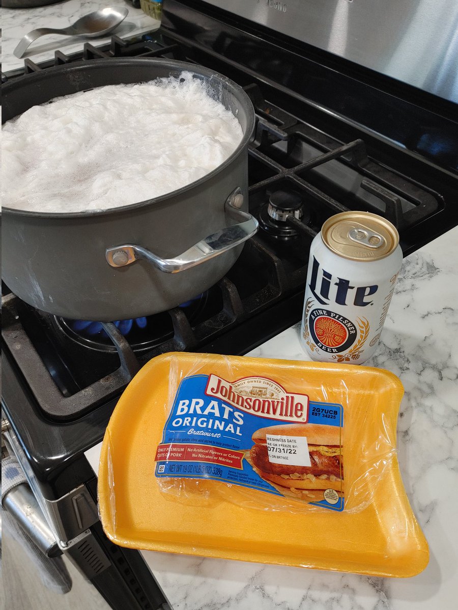 Nothing more Wisconsin than boiling some @Johnsonville brats in @MillerLite beer for a cookout!