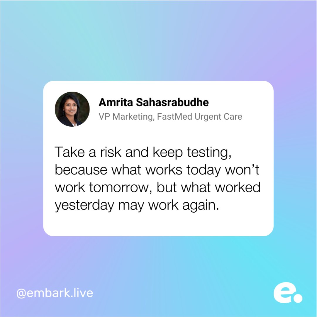 Testing is a huge part of any startup. Every iteration should be tested and optimized.
Follow us for more startup insight! <a href="/embark_live/">Embark.live</a> 
#Investment #Tech #Technology #Techstars #FounderJourney #quotes #inspiration #entrepreneur #siliconvalley #saas #businessowner #startupstory