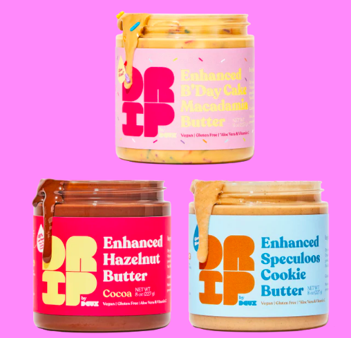 hi - just a weekend reminder that we're doing 1⃣5⃣% off sitewide that includes our two NEW drips: B’Day Cake Macadamia Butter and Speculoos Cookie Butter along with our OG Chocolate Hazelnut Drip 🍪🧈🎂