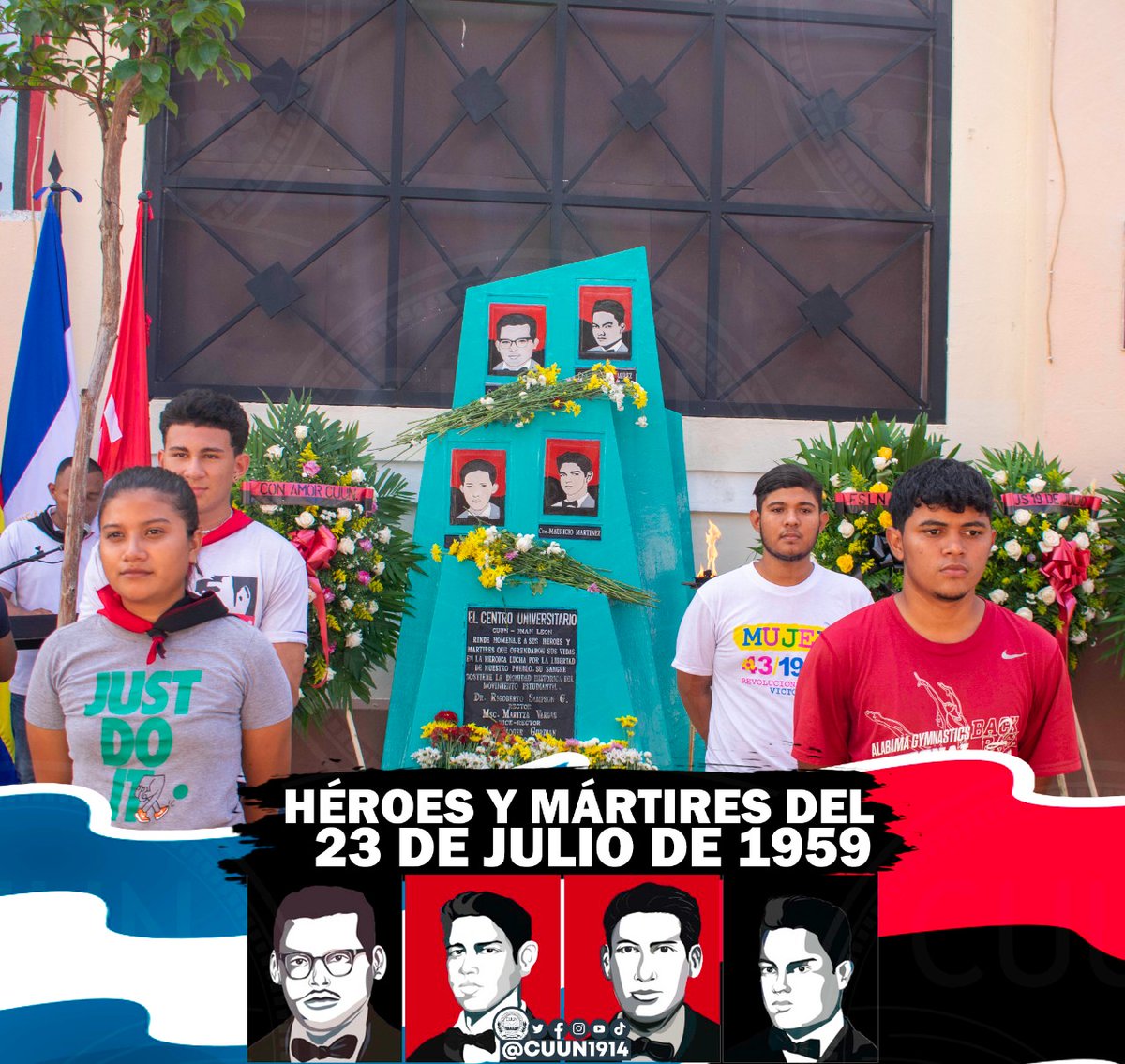cuununan's tweet photo. Entrega floral y guardia de honor a nuestros 4 Héroes y Mártires del 23 de julio de 1959.

#23J1959 
#CUUN1914 https://t.co/2ptiZaUkGL