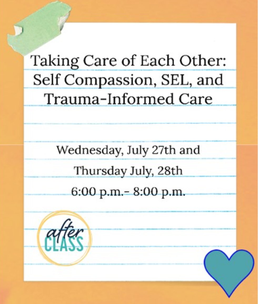 AfterCLASSNola's tweet photo. Upcoming Events at AfterCLASS!

Teacher as Changemaker Tuesday night!
Taking Care of Each Other Wednesday and Thursday night!
Welcoming our Social Studies Students next Saturday!

Read all about it.
https://t.co/sjEDhSjdWx

#elevateteaching#empowerteachers#supportteachers https://t.co/D1nJEpqcVw