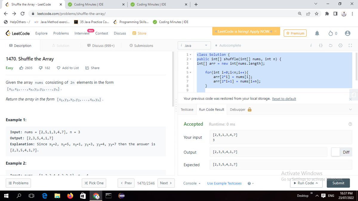 Harshit34375040's tweet photo. Completed Day 23 of the 100 Days of Code Program by CodeIN Community   , Supported by Coding Minutes and 
Today I solved the question -shuffle the array
https://t.co/uPvUS3Wp3D
Discord community: https://t.co/lcMSNtVV3t https://t.co/LumtSkktnc