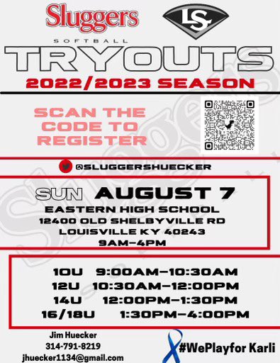 Slugger Tryouts. Come play the best with the best!
