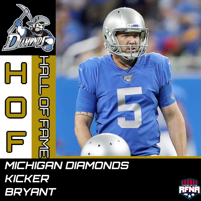 The last of his kind, we welcome Diamonds Kicker Bryant to the Hall. 1x KotY, 7x All-Star, 2nd Most Career Completions &amp; Yards (111/5444) and 17 seasons played in the RFNA Pros.  

<a href="/retro_trojans/">Retro USC Trojans/Drake Bulldogs</a>