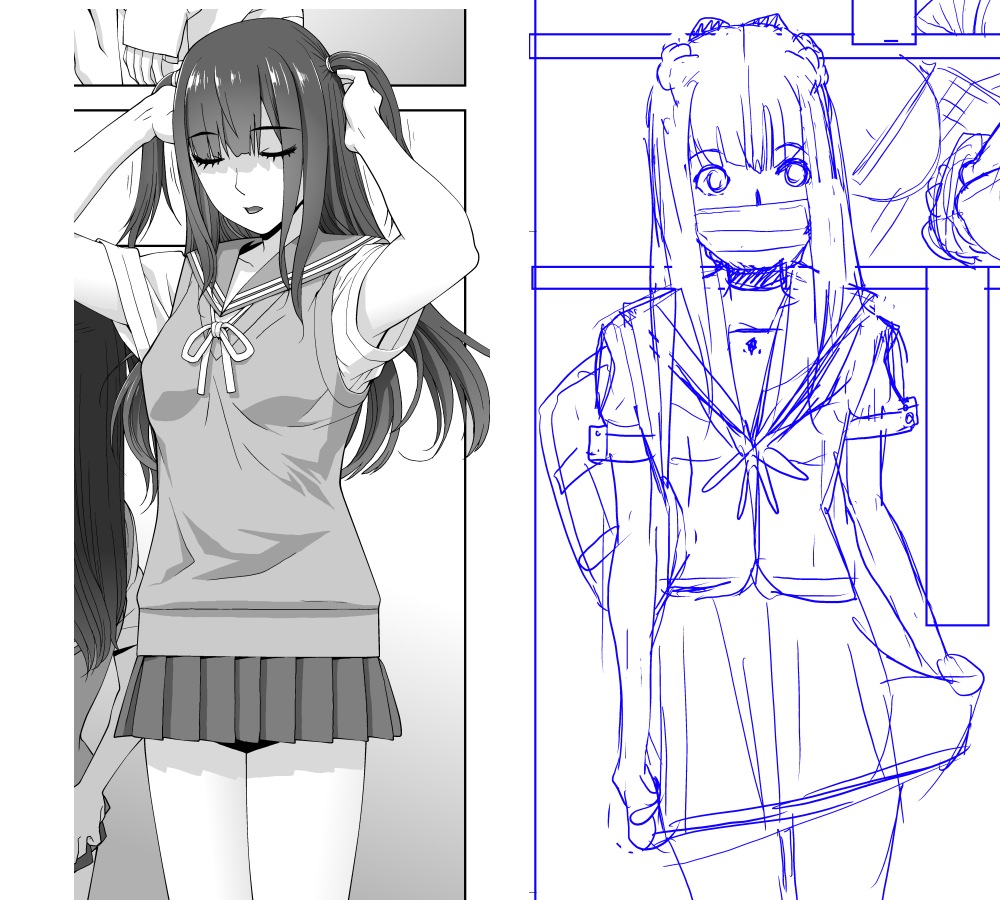 今、描いてるシリーズ実はエロ漫画の連載物の弱点に挑戦しています。エロゆえの問題、ヒロイン一人だと読者が飽きる。ハーレム物だとキャラ一人一人が軽くなる。毎回カツラを変えて服もコスプレと割り切れば見た目が変わって読者も飽きない!なんか画期的!
それが義兄だということを除けば・・・。 