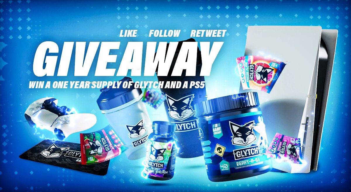 GLYTCH Energy (@glytchenergy) on Twitter photo 🎁 GIVEAWAY ALERT, OUR BIGGEST GIVEAWAY YET!🎁
WIN A PS5 + A YEARS SUPPLY OF GLYTCH ENERGY
To Enter:
✅ Follow <a href="/GLYTCHEnergy/">GLYTCH Energy</a> & @GLYTCHEnergyGG
✅ Like & RETWEET
✅ Comment #GLYTCHFAM
Good Luck GLYTCHFAM! #Giveaway 🎁 GIVEAWAY ALERT, OUR BIGGEST GIVEAWAY YET!🎁
WIN A PS5 + A YEARS SUPPLY OF GLYTCH ENERGY
To Enter:
✅ Follow <a href="/GLYTCHEnergy/">GLYTCH Energy</a> & @GLYTCHEnergyGG
✅ Like & RETWEET
✅ Comment #GLYTCHFAM
Good Luck GLYTCHFAM! #Giveaway