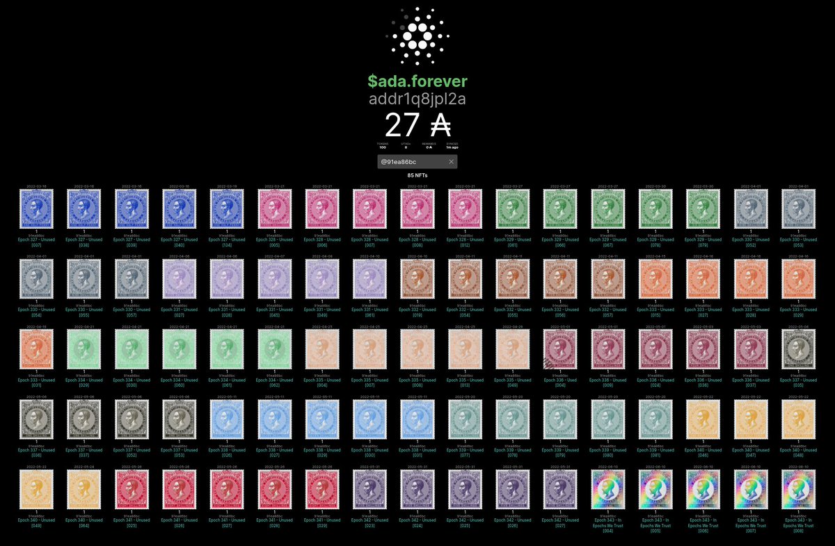 VongdudeJason's tweet photo. So... my Epoch Definitives also completed 5 full sets!
@StampsOfCardano 

#CNFT #Philately #stampscollecting #digitalstamps #Cardano https://t.co/1HWxWDyUOZ