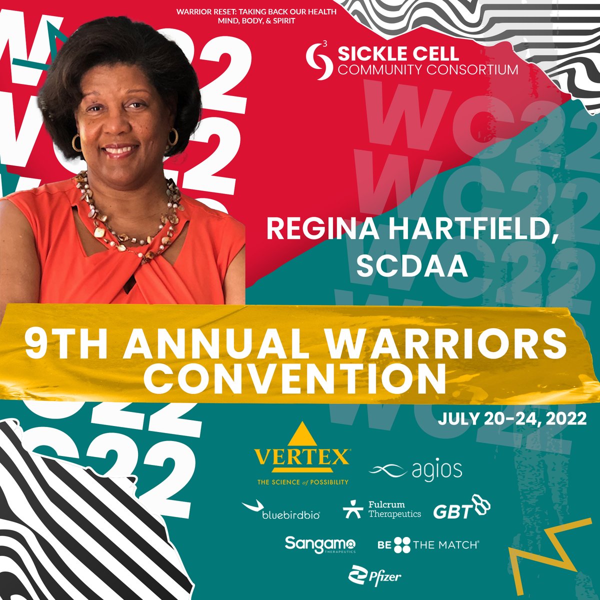 SCCConsortium's tweet image. Lunch &amp;amp; Lunch has begun! Join us on Whova to meet the new president and CEO of Sickle Cell Disease Association of America, Inc.! We are so excited to meet and welcome Regina Hartfield, President and CEO of @SCDAAorg to the 9th Annual Warriors Convention!
#SC3WC22
#WarriorReset