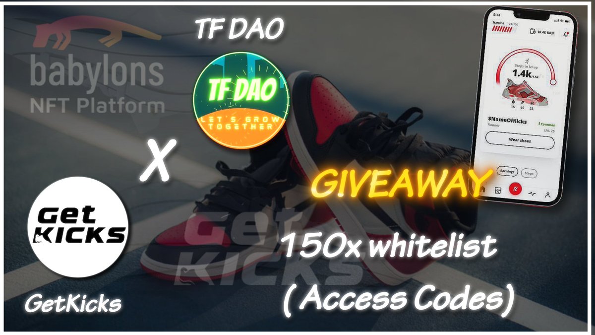 Big Giveaway🤑

Prize💰
150 Access Code WL (Access Code = Earn Tokens Daily Without Any Nft Totally Free)😱😱

To Win👇
✅ Follow <a href="/DAOs_TF/">TF VERSE 💎</a> &amp; @GetKicks_io
✅ Like Retweet Tag 5 Frnds
✅ Do #Gleam Tasks - bit.ly/3POHKXF

ENDS in 5Days⏳
#M2E #Giveaway #NFT #passiveincome
