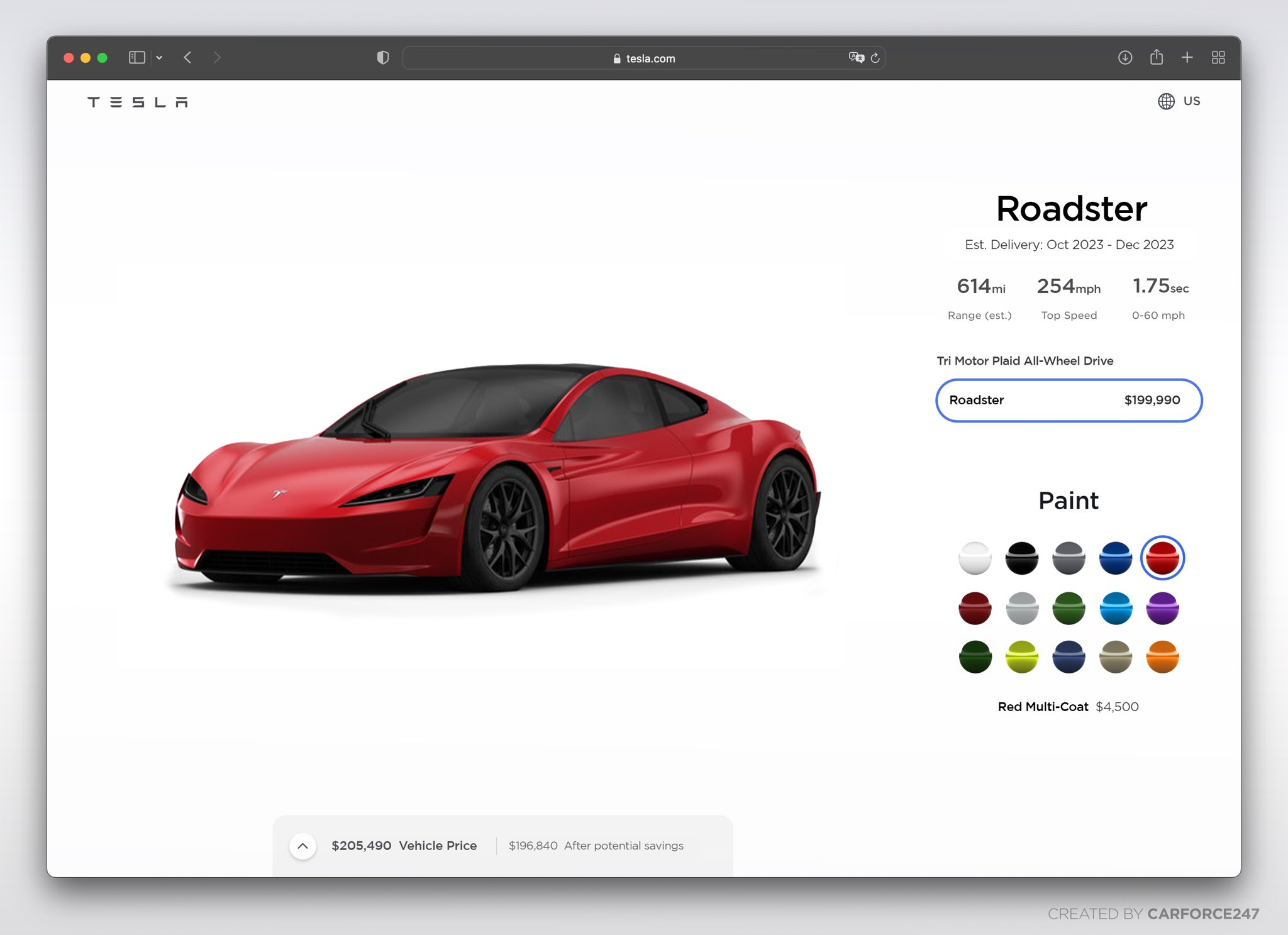 Tesla roadster configurator deals
