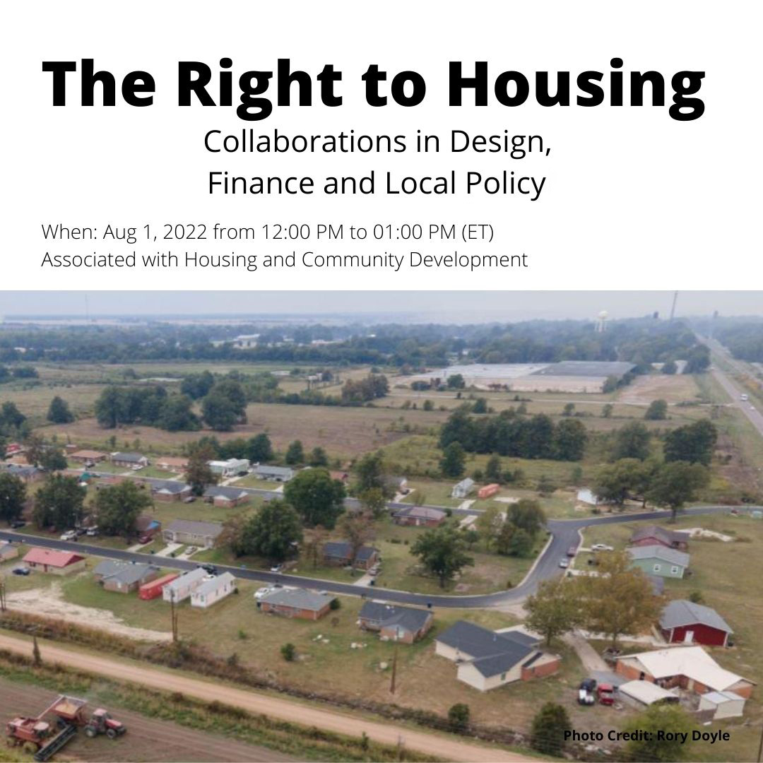 Join us for "The Right to Housing: Collaborations in Design, Finance, &amp; Local Policy," Monday, 8/1, 12pm ET!

Representing the three topics are Emily Roush-Elliot, Greg Hettrick, and Lindsey Williams.

Register for free (1LU): bit.ly/AIAHCD_RightTo…