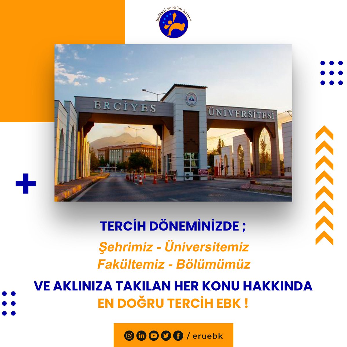 eruebk's tweet photo. 📌 Değerli üniversite adayı arkadaşlarımız; tercih döneminizde aklınıza takılan her türlü soruda sosyal medya hesaplarımızdan ve DM üzerinden bize ulaşabilirsiniz! 😊

Tercihlerinizin, sizler için en güzel kapıları açmasını dileriz.. 🧡💙

#yks2022tayfa #yks22 #yks2022 https://t.co/EVT6WSN9A3