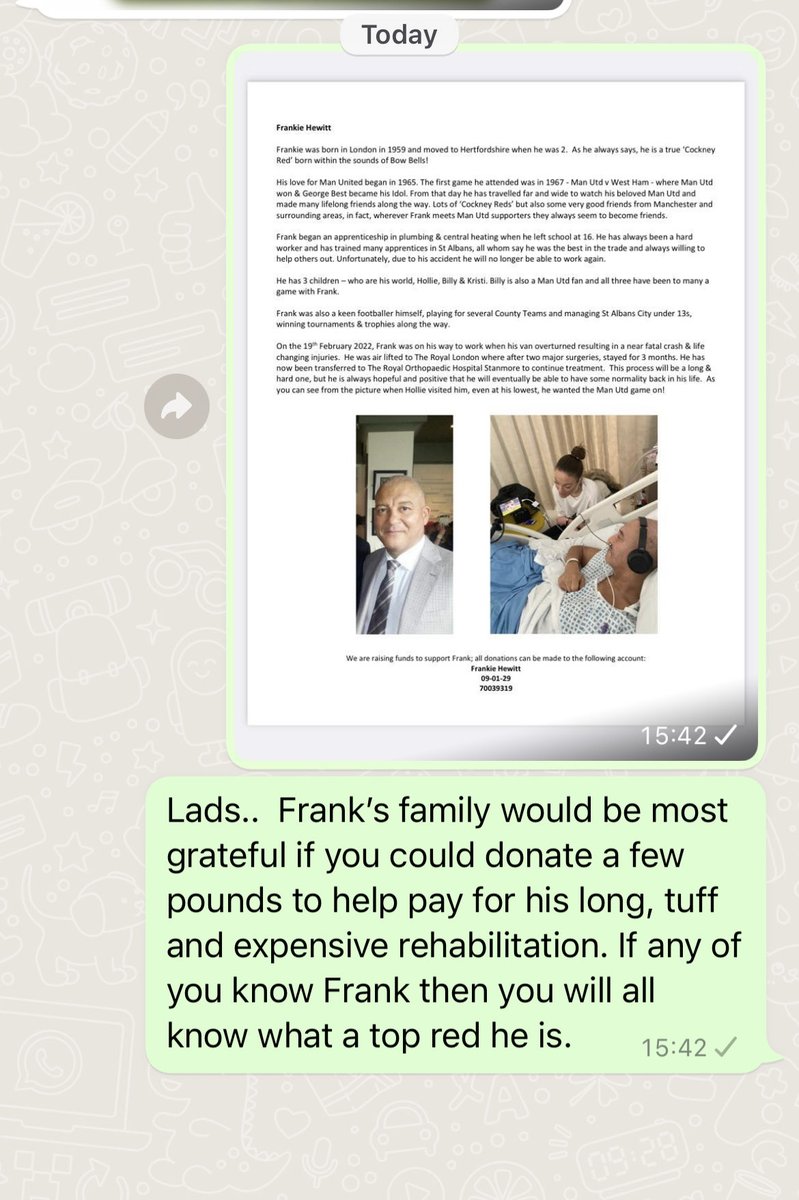 Hi going out to all reds and to anybody who knows Frank? Please read and donate