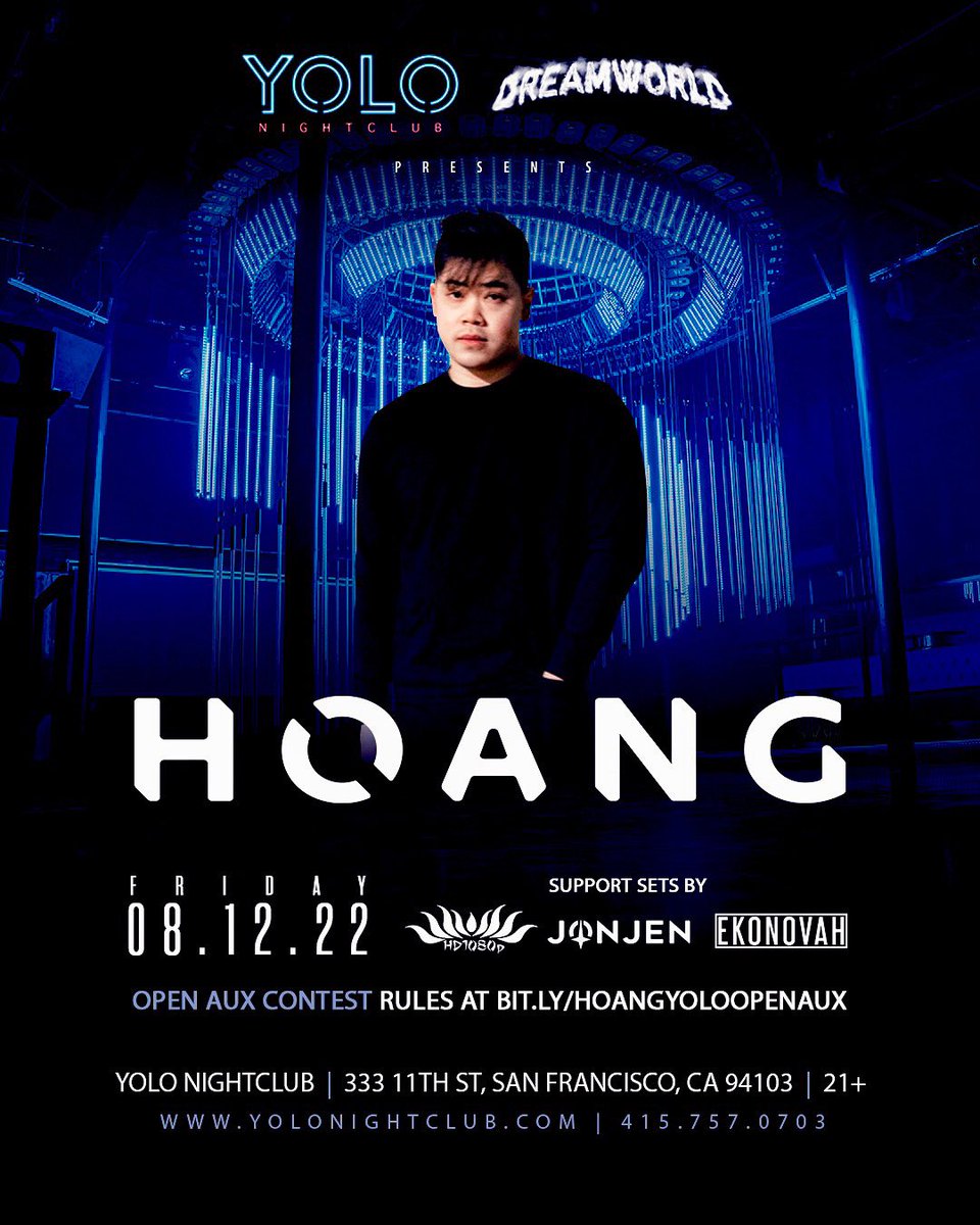 Hoang (@iamhoangmusic) on Twitter photo SAN FRANCISCO. Back in this beautiful city for my first headline show in the bay August 12th (Friday) @ YOLO Nightclub. Will be premiering new original songs live.
TICKETS IN BIO. <a href="/WeDreamWorlds/">We Dream Worlds</a> SAN FRANCISCO. Back in this beautiful city for my first headline show in the bay August 12th (Friday) @ YOLO Nightclub. Will be premiering new original songs live.
TICKETS IN BIO. <a href="/WeDreamWorlds/">We Dream Worlds</a>