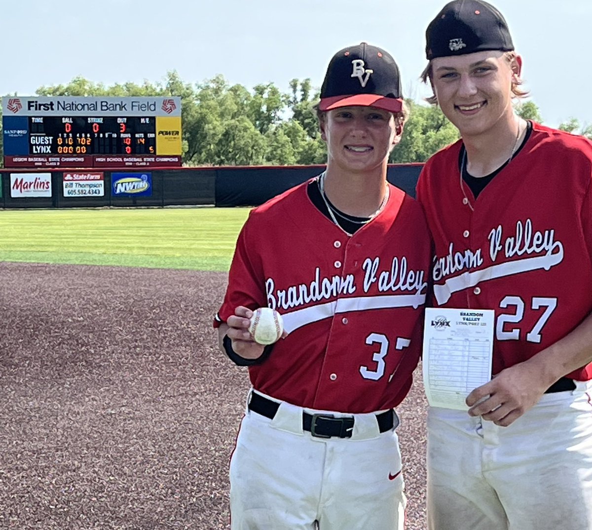 BV Baseball (@bvlynxbaseball) on Twitter photo BV JL heads to the state tourney behind a 10-0 win over Aberdeen.
Ryland Carroll: 6 IP, 10Ks, PERFECT GAME <a href="/RylandCarroll25/">Ryland Carroll</a>
Jackson Adams: 4-4
2 singles, 1 double and a 3 run HR, 2 runs, 4 RBIs BV JL heads to the state tourney behind a 10-0 win over Aberdeen.
Ryland Carroll: 6 IP, 10Ks, PERFECT GAME <a href="/RylandCarroll25/">Ryland Carroll</a>
Jackson Adams: 4-4
2 singles, 1 double and a 3 run HR, 2 runs, 4 RBIs