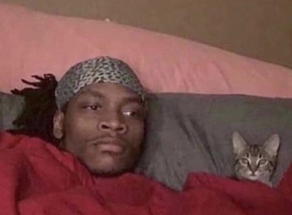 me forcing my pet to sleep with me