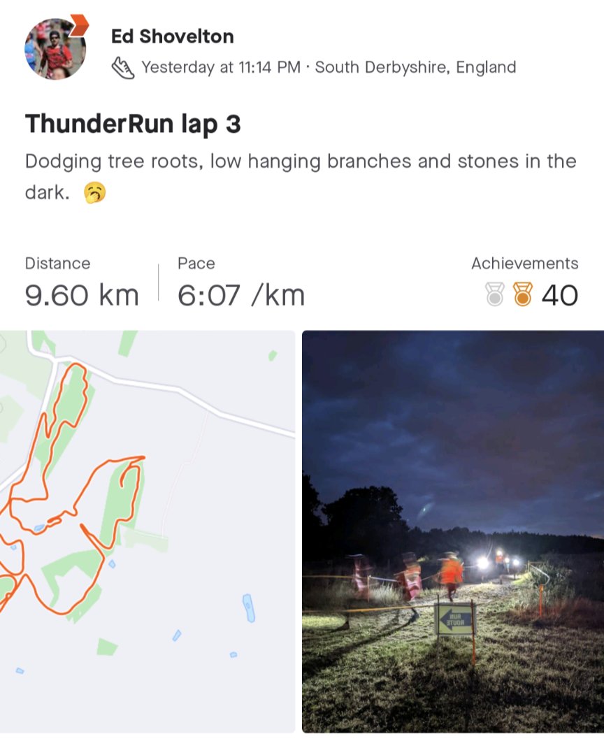 Currently sat in a tent in the Derbyshire countryside wondering what I've let myself in for. Three laps in, 10k each and I've just spent the last hour dodging ankle busting tree roots and low hanging branches in the dark. Possibly two laps left. 😬🥱😴 #ukrunchat #mustbemad
