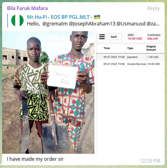 EOSPGLMLT_BP's tweet photo. #MyvoteEOS #HuFi We have been awarding small promotions &amp; community members in Nigeria are choosing to use the promotions to purchase field tools. There is no greater reward than hearing, reading someone being grateful. WEB3.0 has an infinite reach. This is the only fuel I need. https://t.co/gDlMAiGXFs