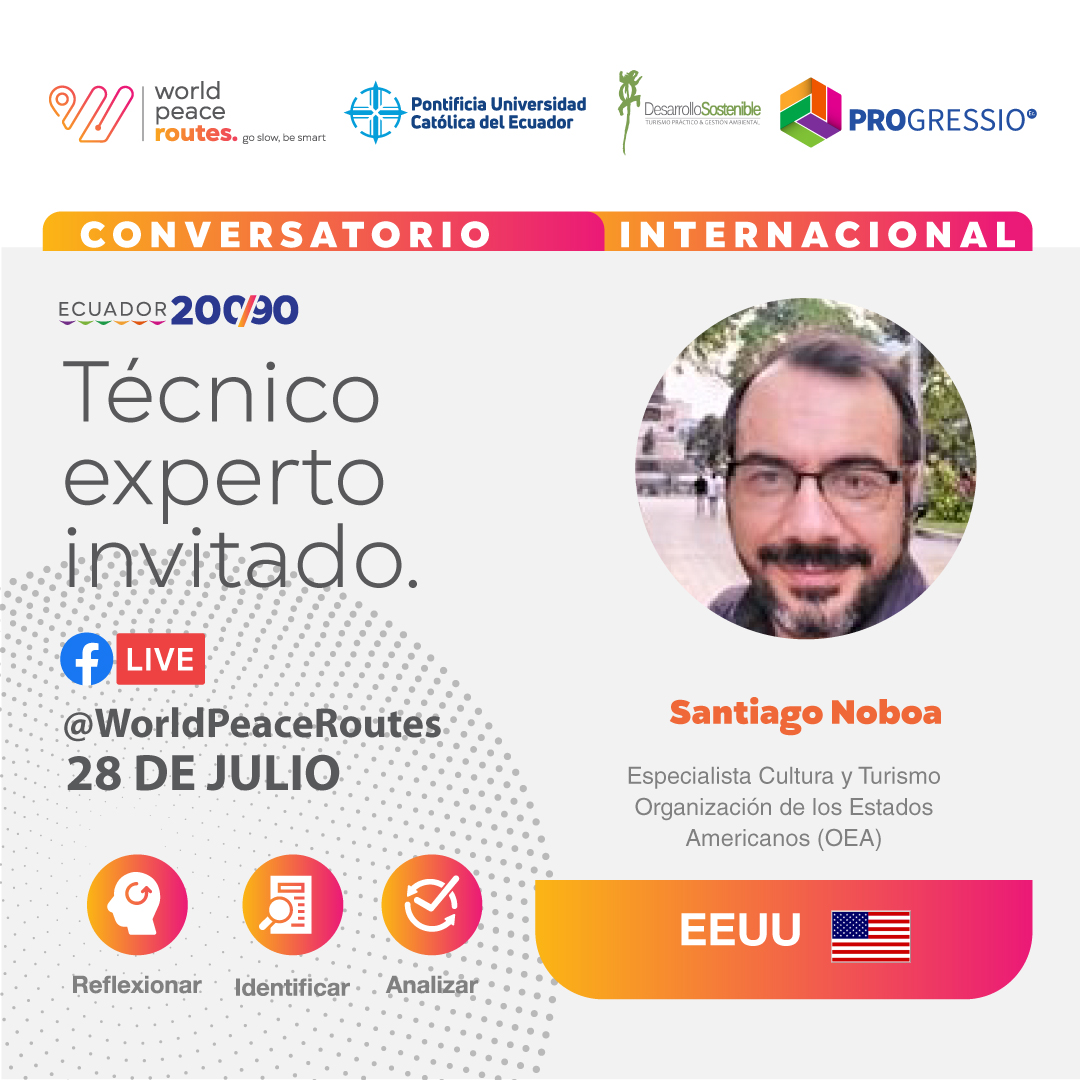 ¡Conoce a Santiago Noboa, uno de nuestros expertos invitados!

Este 28 y 29 de julio, conéctate a la transmisión en vivo desde el Facebook de @WorldPeaceRoutes y descubre el #SlowTourism 

#worldpeaceroutes #Ecu20090