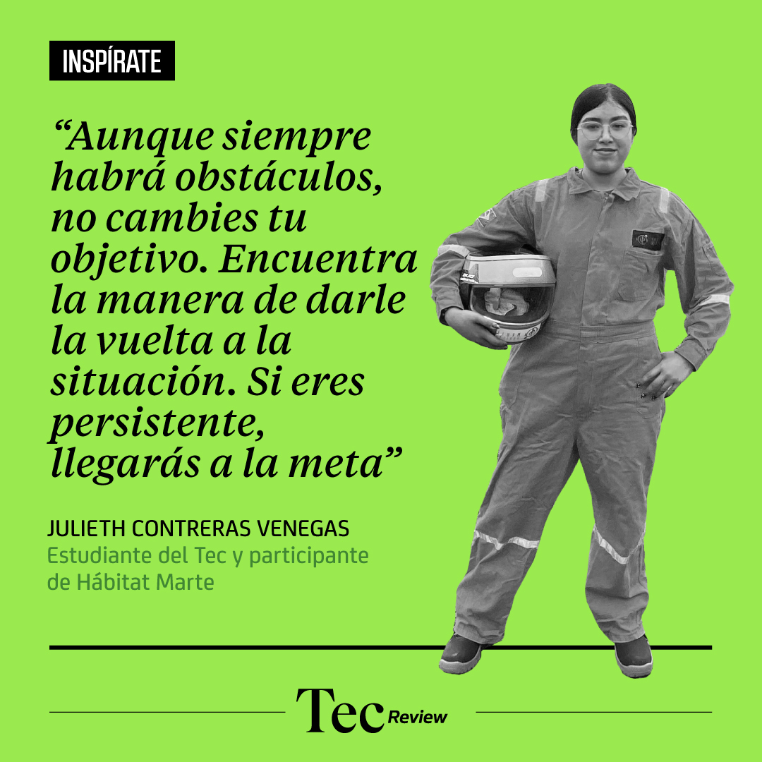 TecScience_'s tweet photo. Julieth Contreras Venegas, la estudiante del @TecdeMonterrey
que vivió la experiencia de habitar en Marte, cuenta a #TecReview cómo descubrió que la ingeniería espacial es su pasión. Además dedica unas palabras a las mujeres que quieren ser ingenieras 🤗
https://t.co/nyKBEdRXl9 https://t.co/B72XfN5qSC