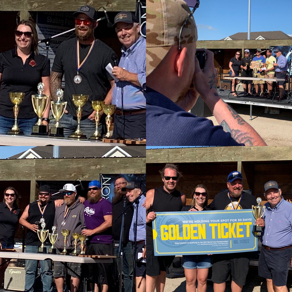 CEO <a href="/PKolochuk/">Pamela Kolochuk🇨🇦She/Her</a> and Jim Johnson handing out the awards <a href="/NivervilleBBQ/">NivervilleBbq</a>. Congratulations to all the winners including the Golden Ticket champions who are on their way to Dallas for the <a href="/WorldFoodChamp/">World Food Championships</a> later this year! 🏆 #halfyourplate #BBQ