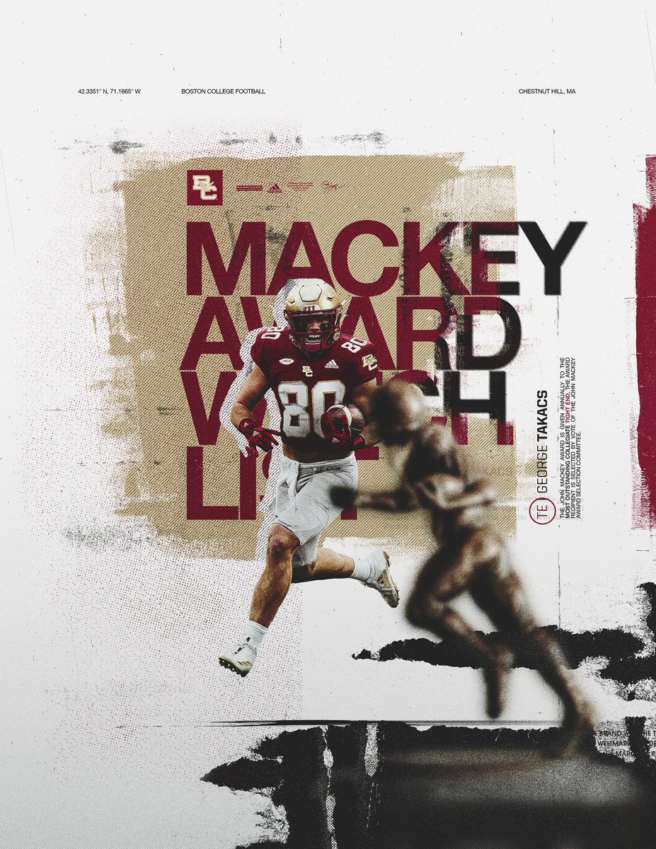Boston College Football (@bcfootball) on Twitter photo Ready to take flight 🦅
<a href="/georgetakacs9/">George Takacs</a> has been named to the John Mackey Award Watch List. Ready to take flight 🦅
<a href="/georgetakacs9/">George Takacs</a> has been named to the John Mackey Award Watch List.