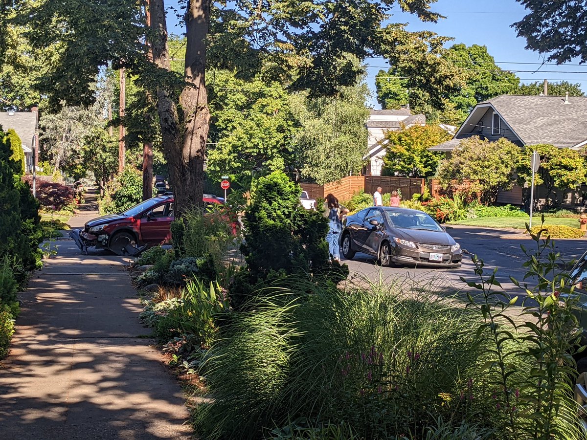 somedave's tweet photo. I just heard a crash so I walked over to see if everyone was okay. It was the most wholesome car crash I've seen: nobody was angry, just grateful everyone was okay. https://t.co/Nb9PggFJkA