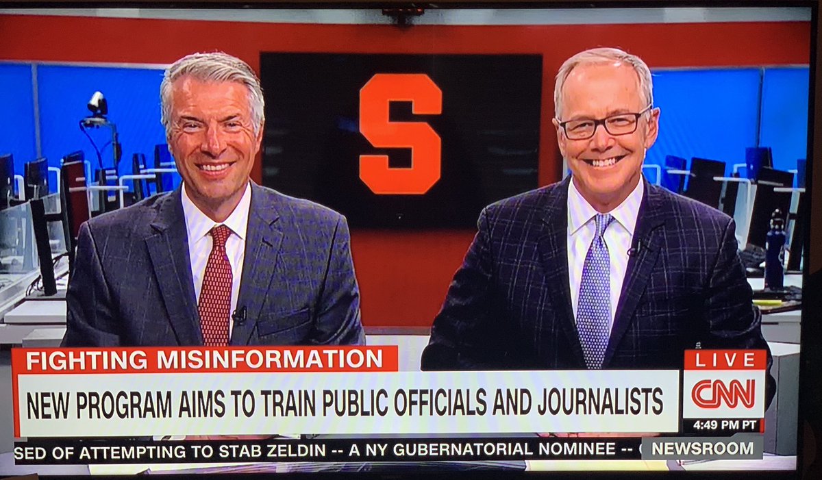 GinaLuttrell's tweet image. Our very own @NewhouseSU @DeanMarkLodato &amp;amp; @MaxwellSU Dean David Van Slyke on @CNN promoting our new DC Center slated to open this fall in Washington. #TrustInJournalism