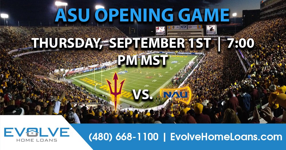 evolvehomeloans's tweet photo. Can't wait for  🏈  season!!!  #azfootball #asu #nau #football #pac12 #azlender https://t.co/RuutGAFsz5