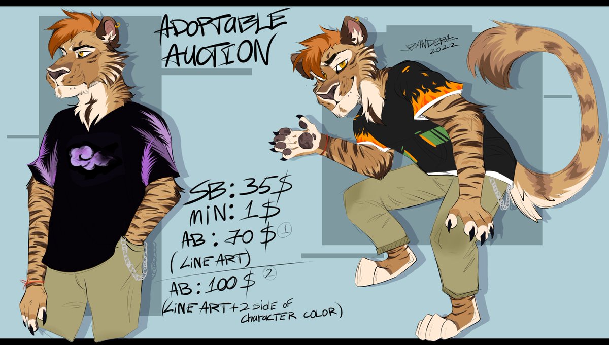 BIG_BUMBLEZ's tweet photo. Good boy auction!<з
SB: 35$
Min: 1$
AB1: 70$ (Lineart for this reference)
AB2: 100$ (2 sides of characters with full color)
auction ends in 48 hours
paypal payment
#tigeradopt #adorable #auction #adoptauction #furry #furryart #furryauction #furryadopt #commission #commisionsopen https://t.co/HH25HukUhY