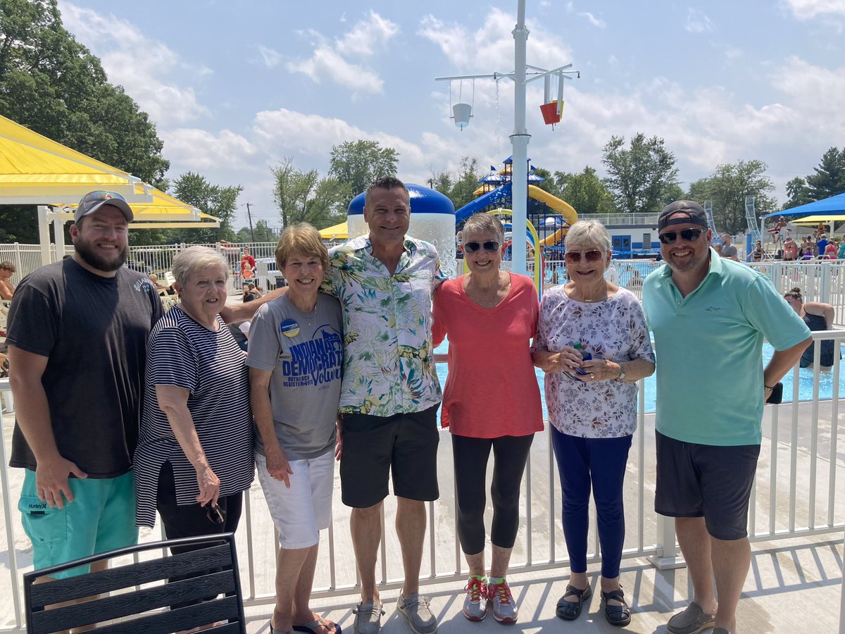 gomcdermott's tweet photo. A great day in Sullivan with @tommcdermottjr and @ClintLamb1980 - congrats Mayor Clint on the reopening of the city pool using American Rescue Plan dollars for part of the funding! #8thDistrict #INDems #BeatingToddYoungOneStopataTime https://t.co/rfo8S0z0ov