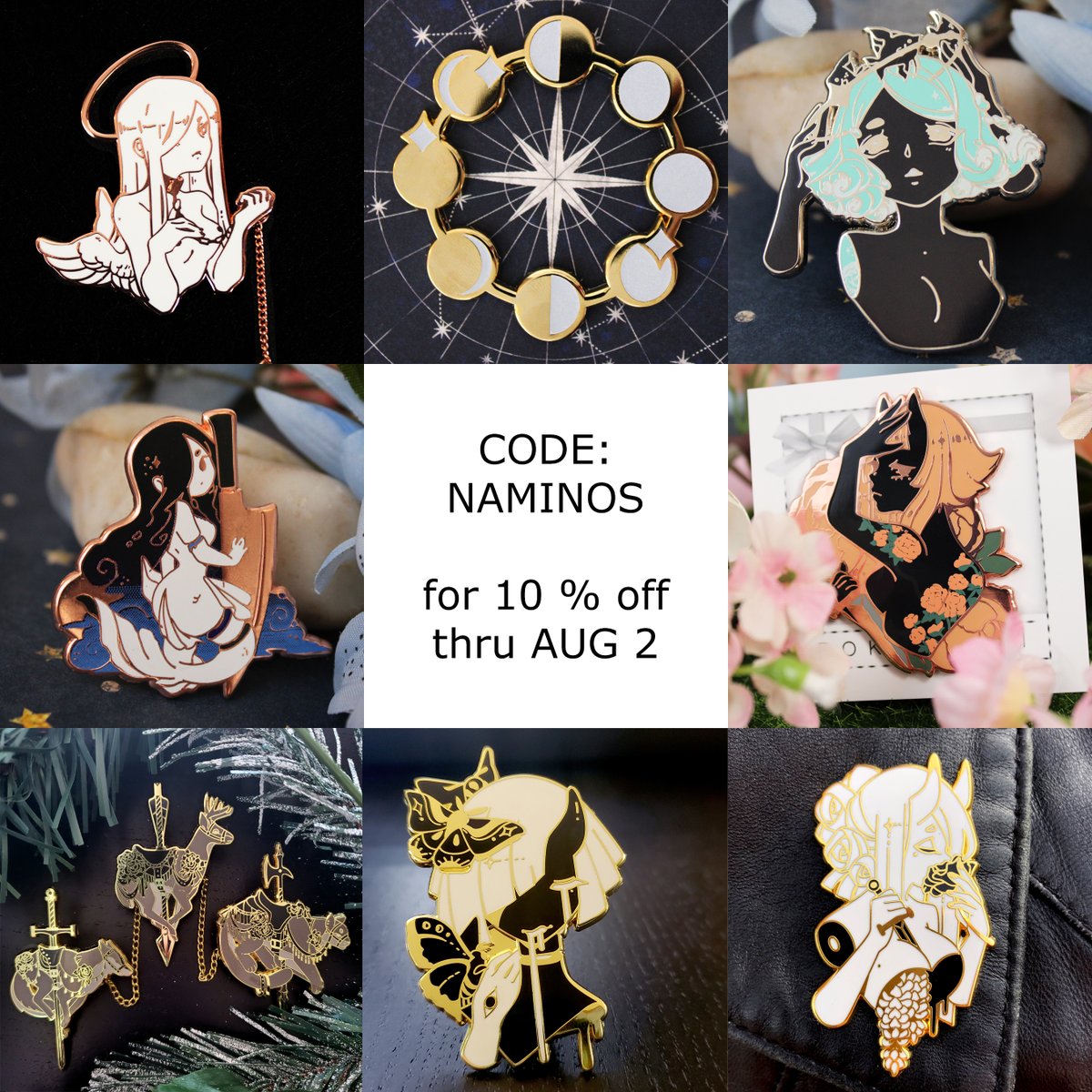 ⭐ hey guys, so our landlord is kicking us out of our home soon, we are being forced to move with short notice 😥. to help raise funds for this big change i'm holding a sale on my shop, get 10% off with code NAMINOS until august 2nd at pokettoni.com 🖤