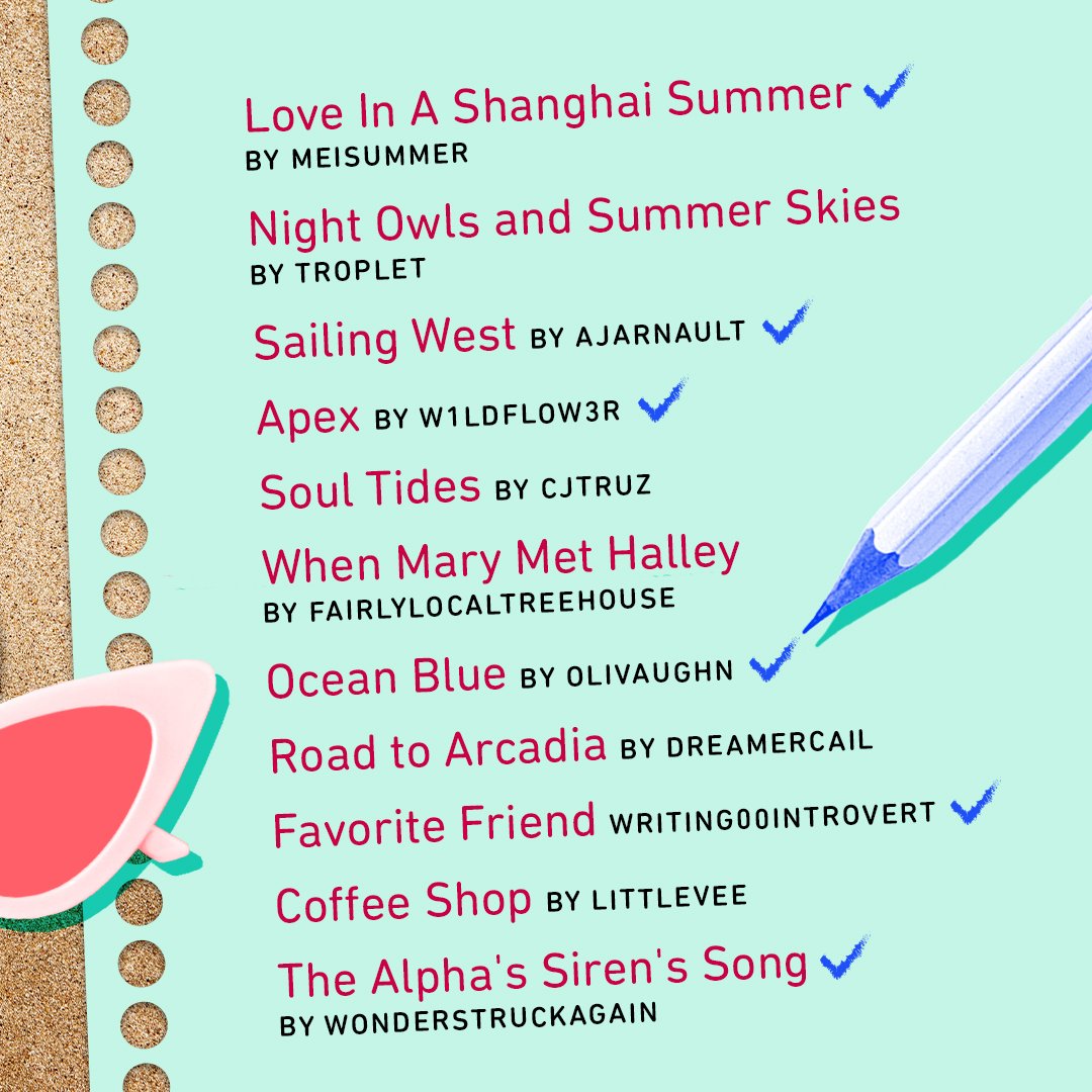 wattpad's tweet photo. Summer vacation is all about getting some well-deserved R&amp;R. And at #Wattpad, that stands for rest and reading! Dive into these romantic, thrilling, and heartwarming stories while you unwind under the summer sun. Find more vacation reads on Wattpad ☀️🕶 → https://t.co/9k9DIUq0b2 https://t.co/GSwIlZVaeK